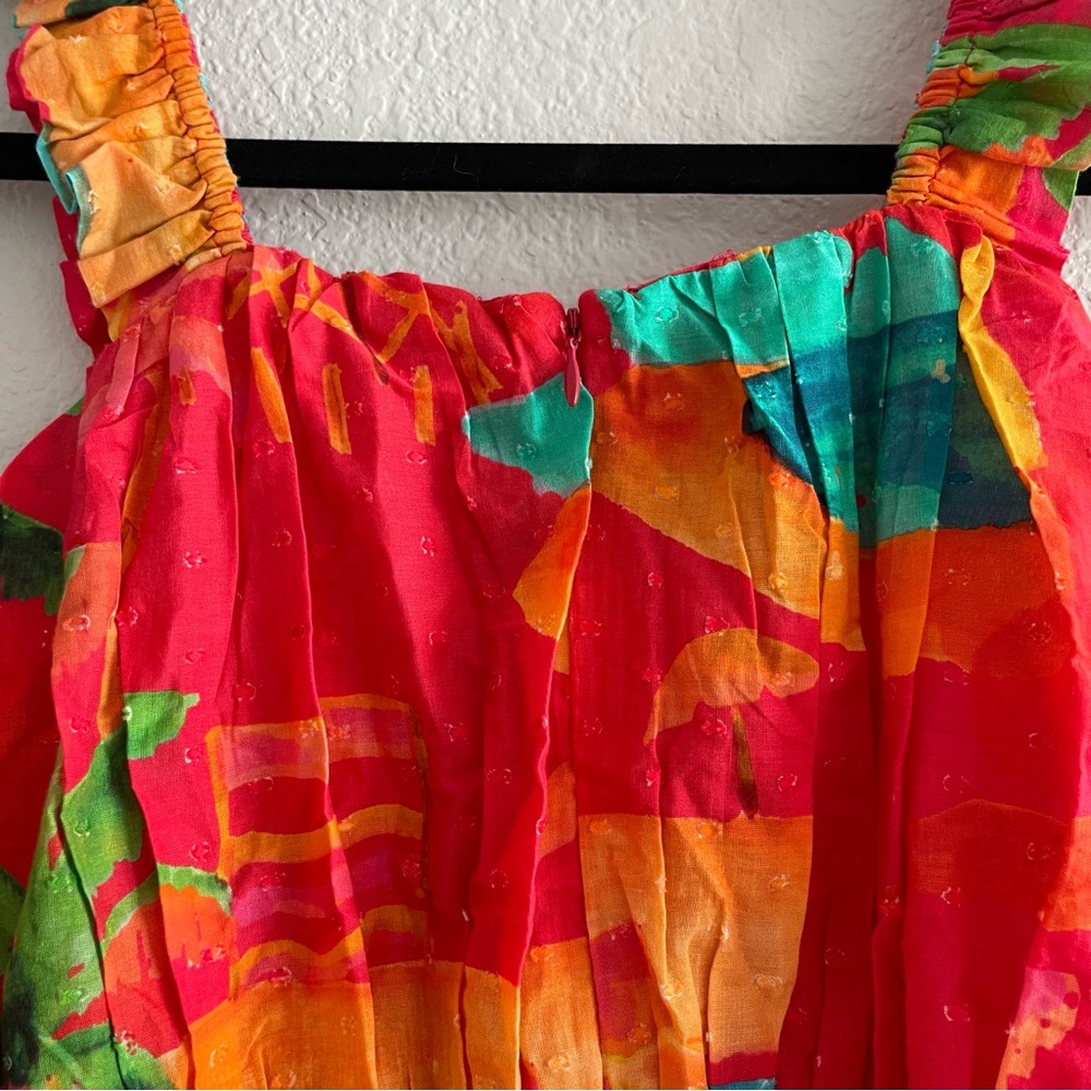 NWT Farm Rio Ipanema Red Tropical Ruffle Midi Dress - Picture 3 of 6
